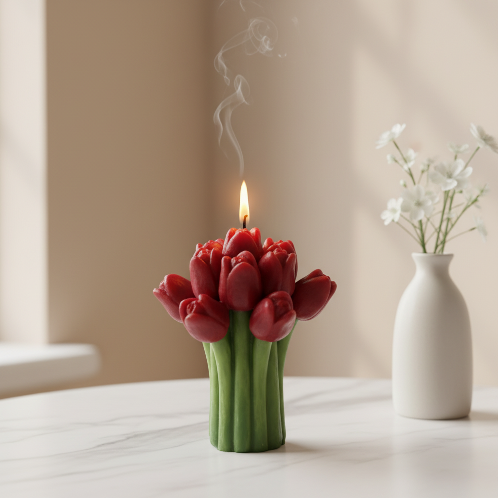 قالب سیلیکونی شمع طرح دسته گل لاله 